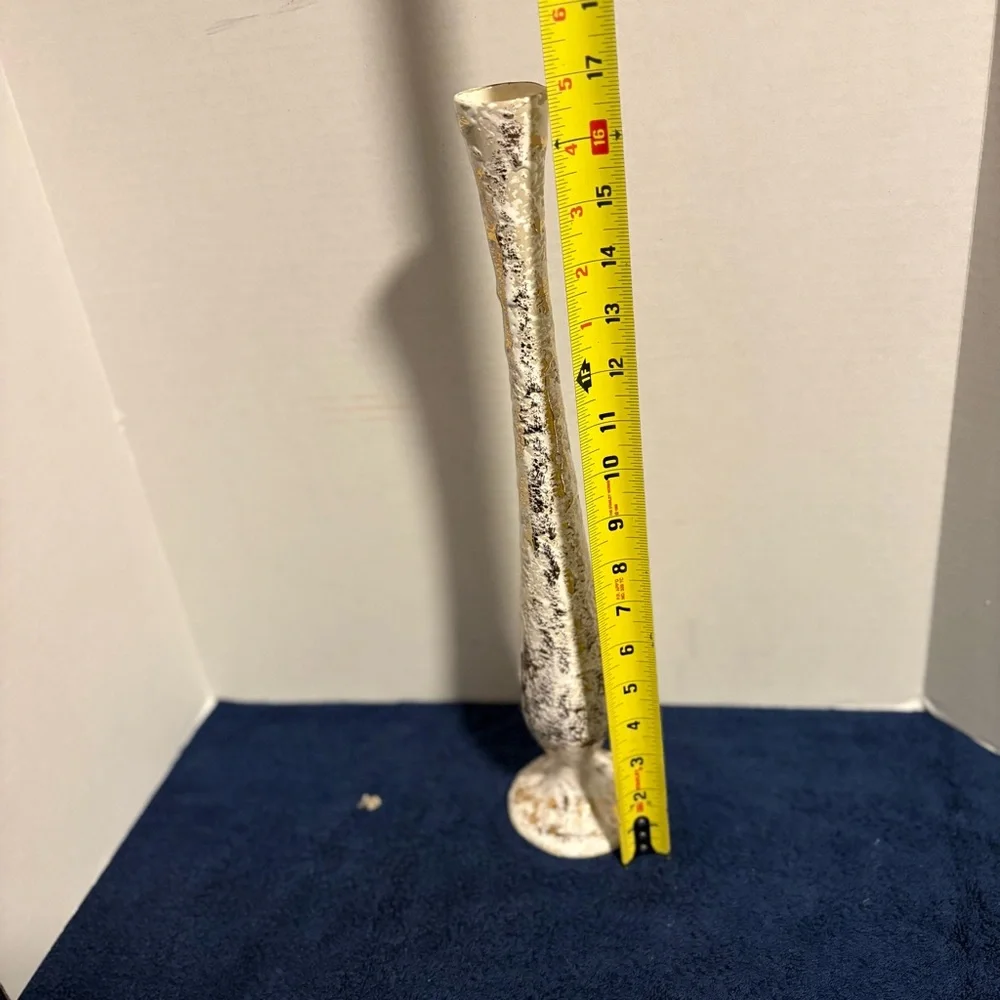 MCM 1950’s Marcia of California Slender Gold Tweed Bud Vase 17” Tall - Marked